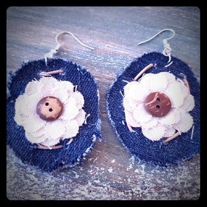Denim Flower Earrings